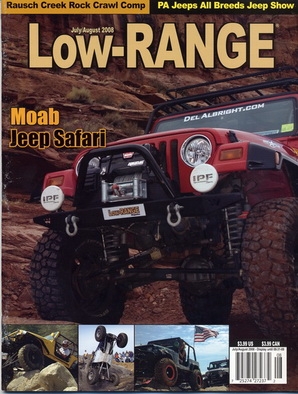 Del's Jeep on cover of Low Range Magazine in Moab
